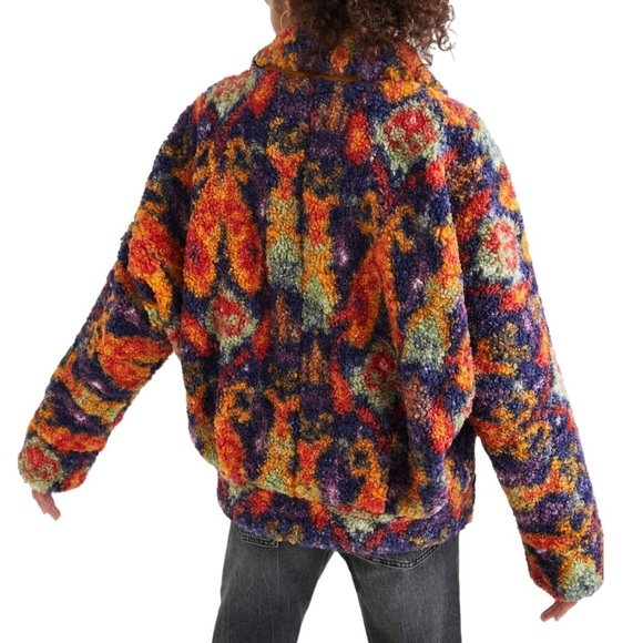 Desigual colorful sherpa fleece teddy bomber by C. Lacroix “Colette” jacket XL - Picture 6 of 16